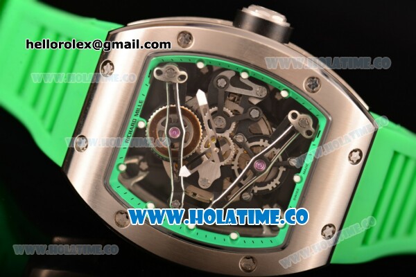 Richard Mille RM 038 Asia Automatic Steel Case with Skeleton Dial and Green Inner Bezel - Click Image to Close